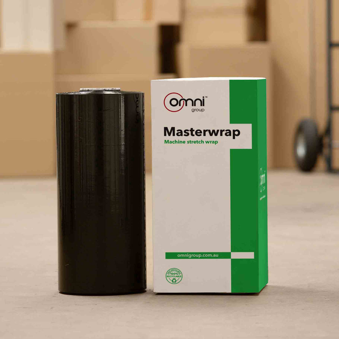 Masterwrap 25 Machine Pallet Wrap - Black Cast Stretch Film 500mm x 1300m - Omni Packaging 