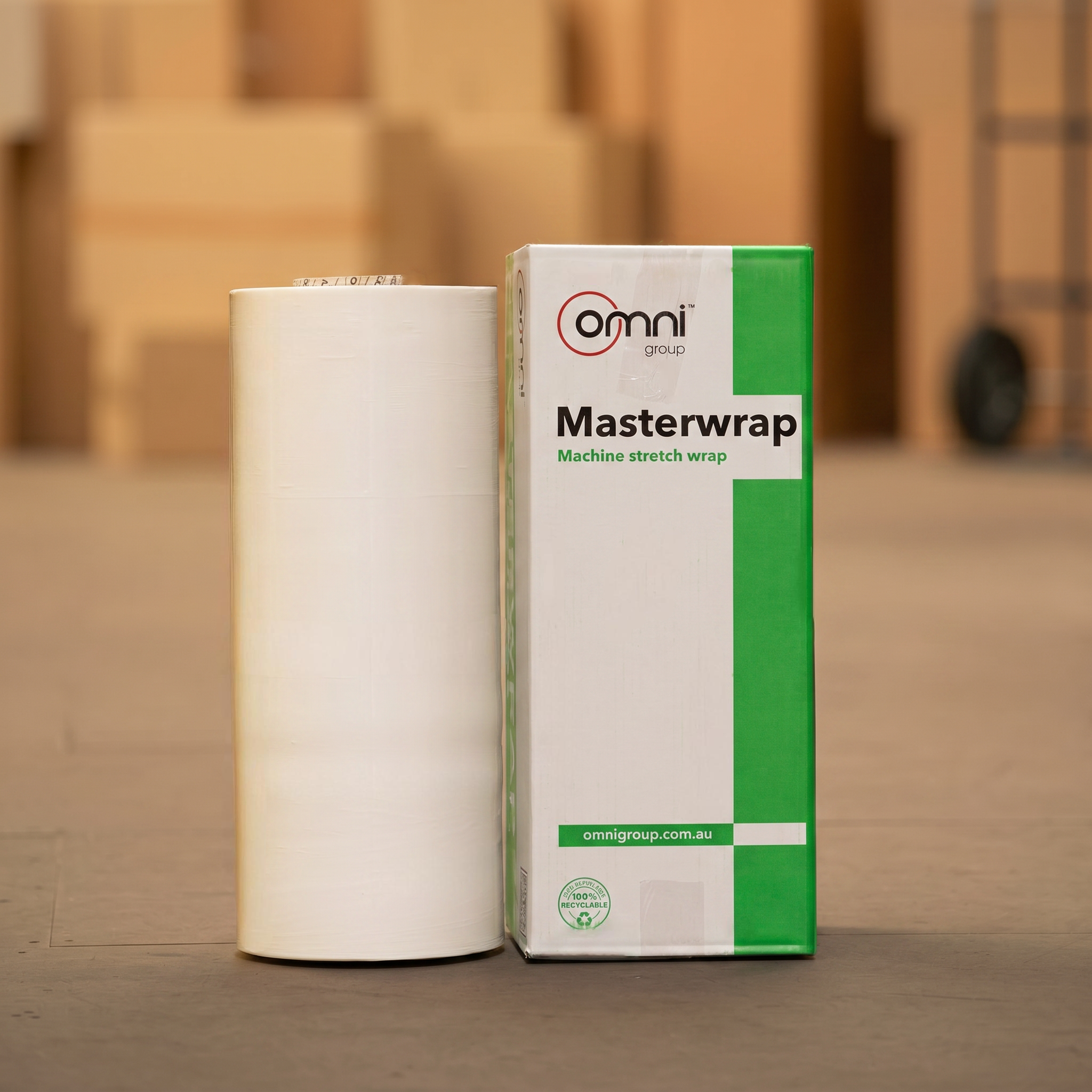 Masterwrap 25 Machine Pallet Wrap - White Cast Stretch Film 500mm x 1300m - Omni Packaging 