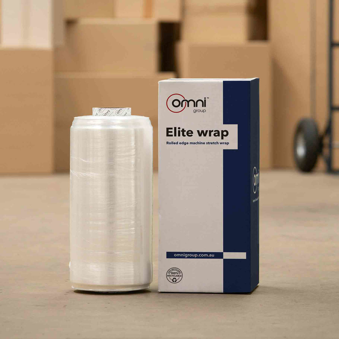 Elite Rolled Edge Machine Pallet Wrap - Clear Cast Stretch Film 430mm x 3000m - Omni Packaging 