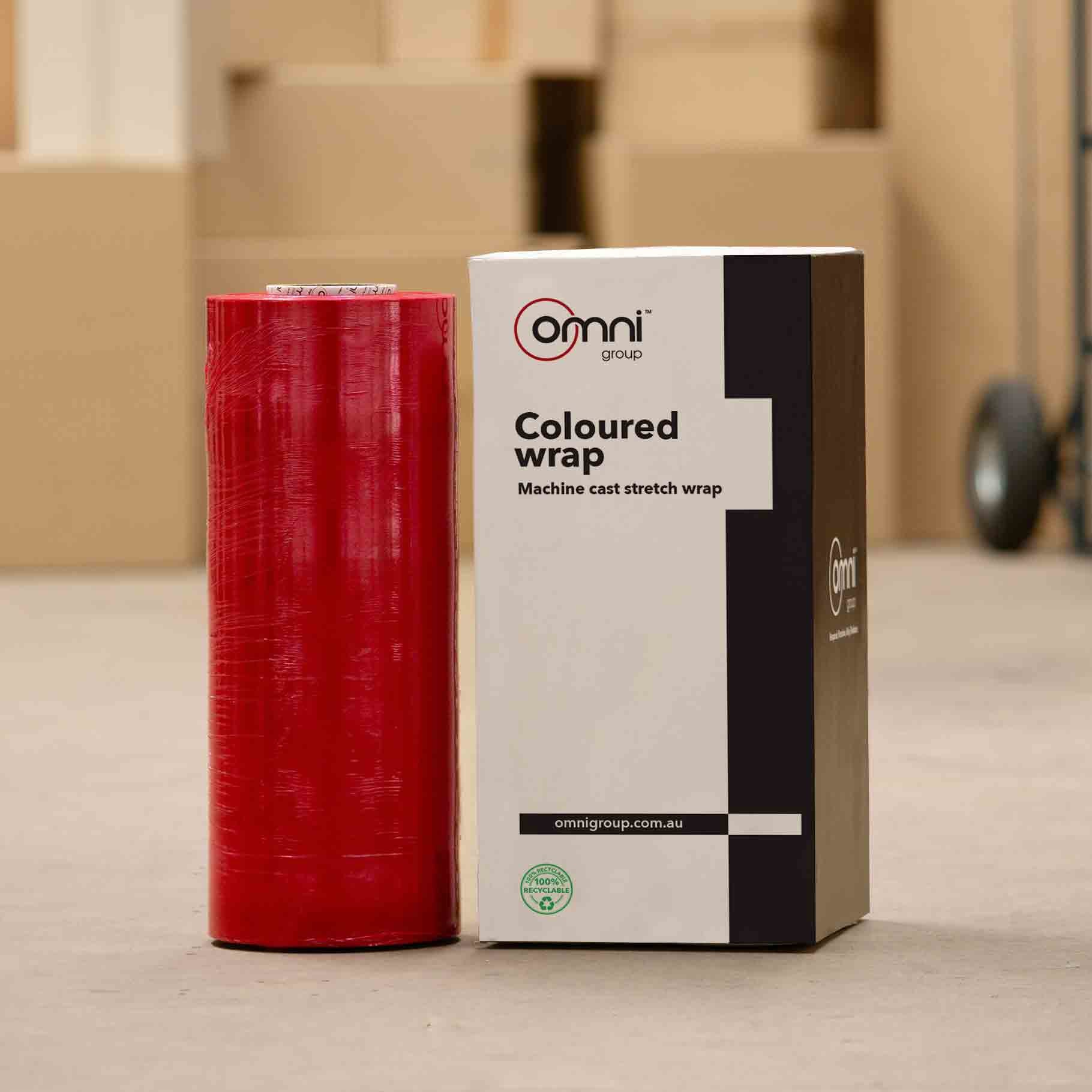 Red Machine Pallet Wrap - Cast Stretch Film 500mm 10.5kg plus core - Omni Packaging 