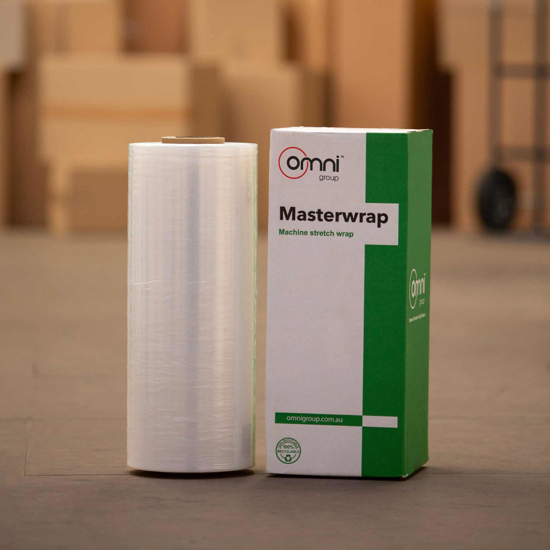 Masterwrap 20 Wide Machine Pallet Wrap - Clear Cast Stretch Film 750mm x 1780m - Omni Packaging 