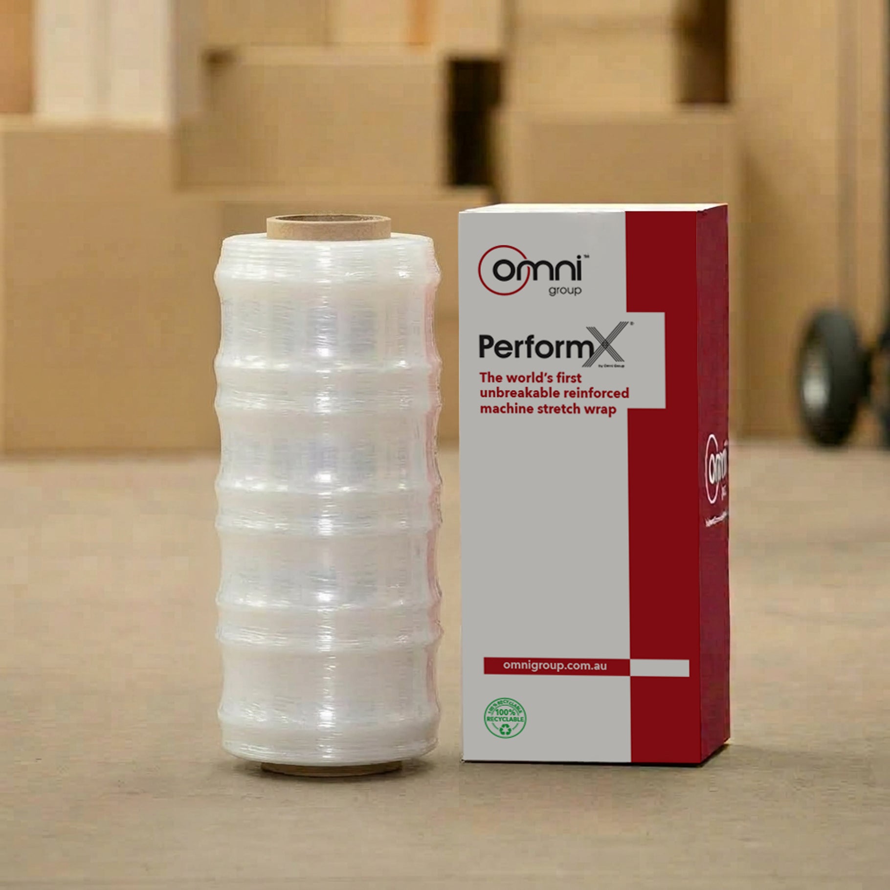 PerformX Reinforced Machine Stretch Pallet Wrap Non PPS 450mm x 1320m - Omni Packaging 