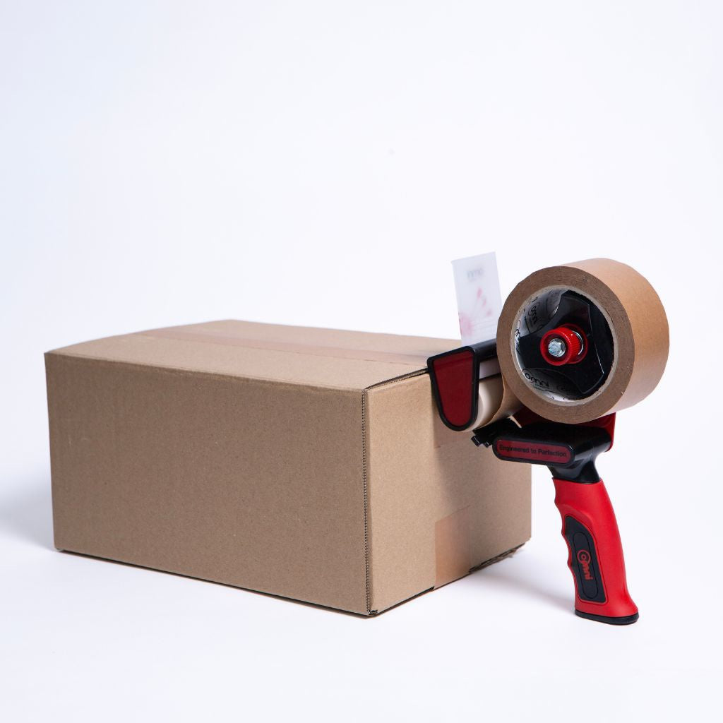 Packaging Tape Dispenser Gun Safety Blade Pistol Grip Red Omni 50mm Wide - Omni Packaging 