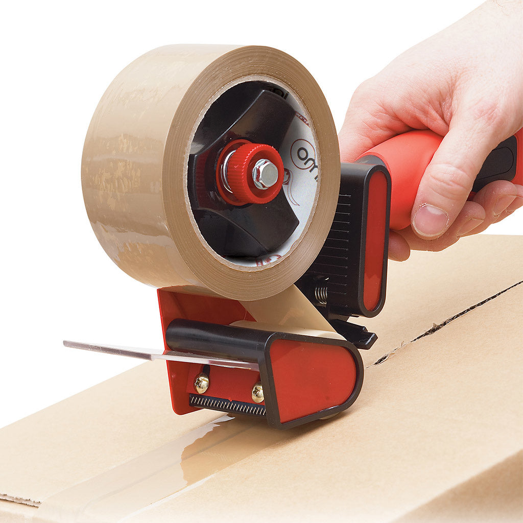 Packaging Tape Dispenser Gun Safety Blade Pistol Grip Red Omni 50mm Wide - Omni Packaging 