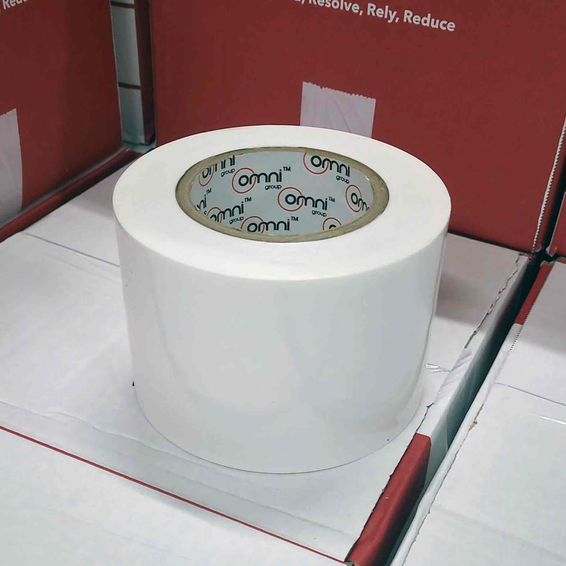 PE Shrink Tape 96mm x 55m 170um White - Omni Packaging 