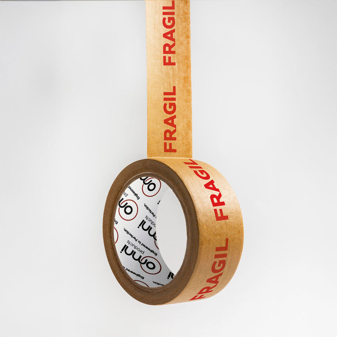 Kraft Paper Fragile Tape 48mm x 50m Red on Brown - Omni Packaging 