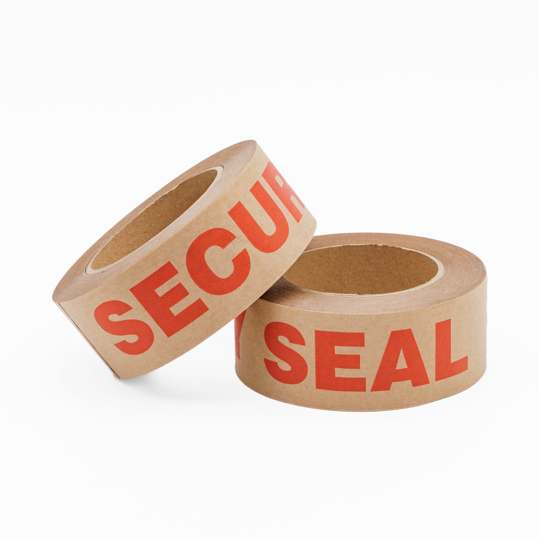 Kraft Paper SECURITY SEAL Tape 48mm x 50m Red on Brown - Omni Packaging 