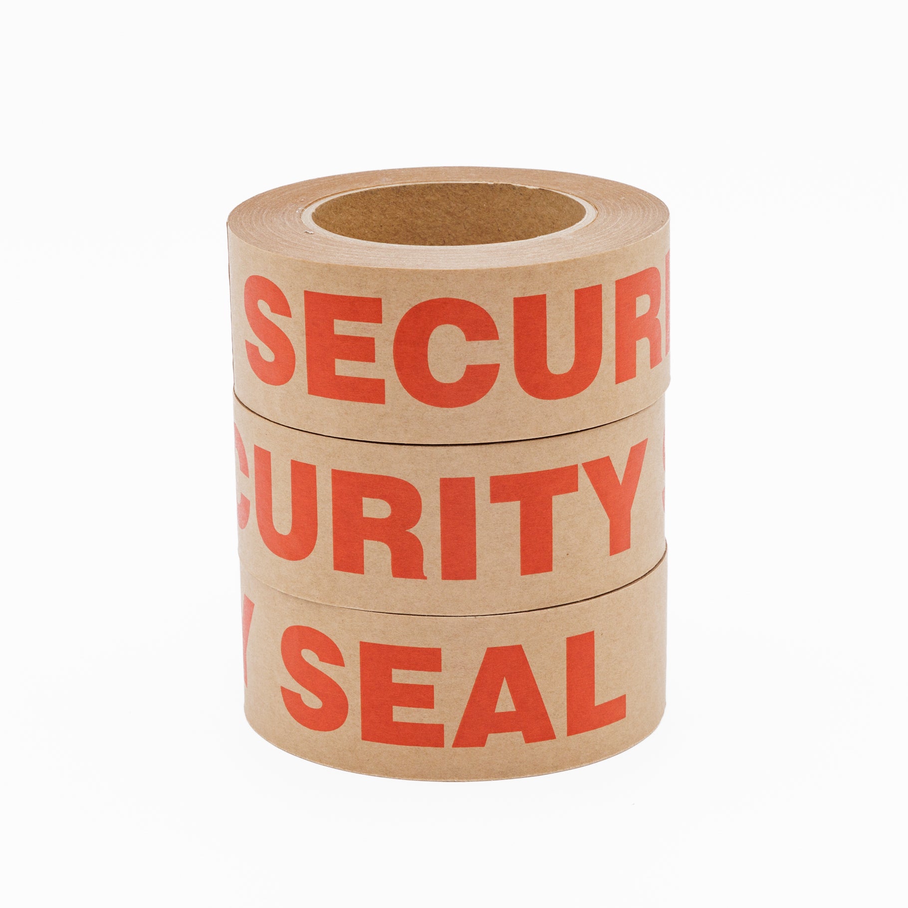 Kraft Paper SECURITY SEAL Tape 48mm x 50m Red on Brown - Omni Packaging 
