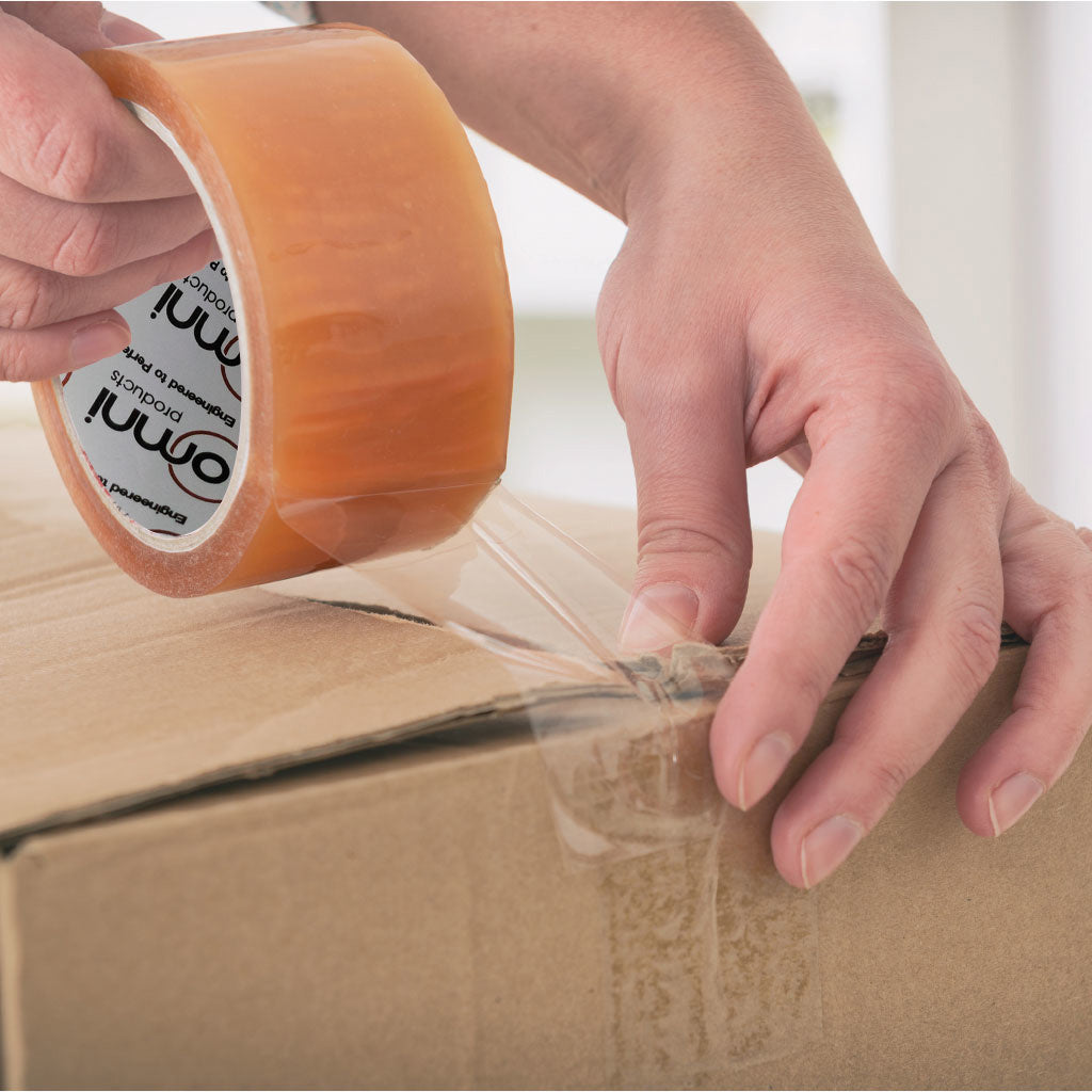 Packaging Tape Omni PR35 Rubber solvent 48mm x 66m Clear - Omni Packaging 