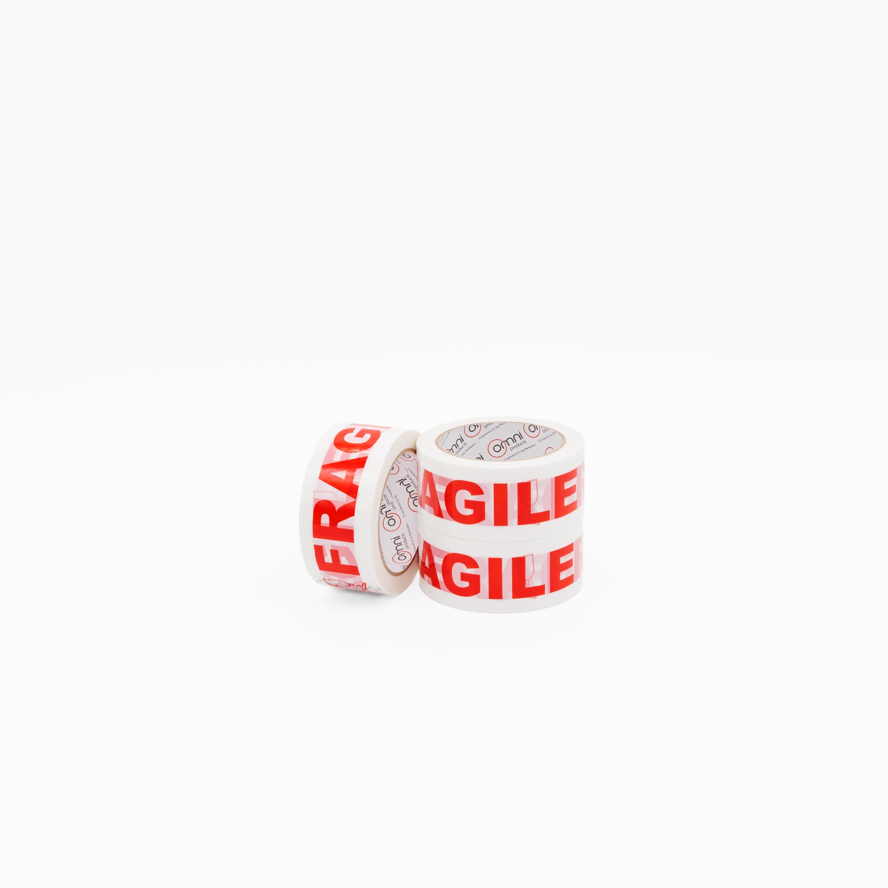 Fragile Tape Omni PP 48mm x 66m Red/White - Omni Packaging 