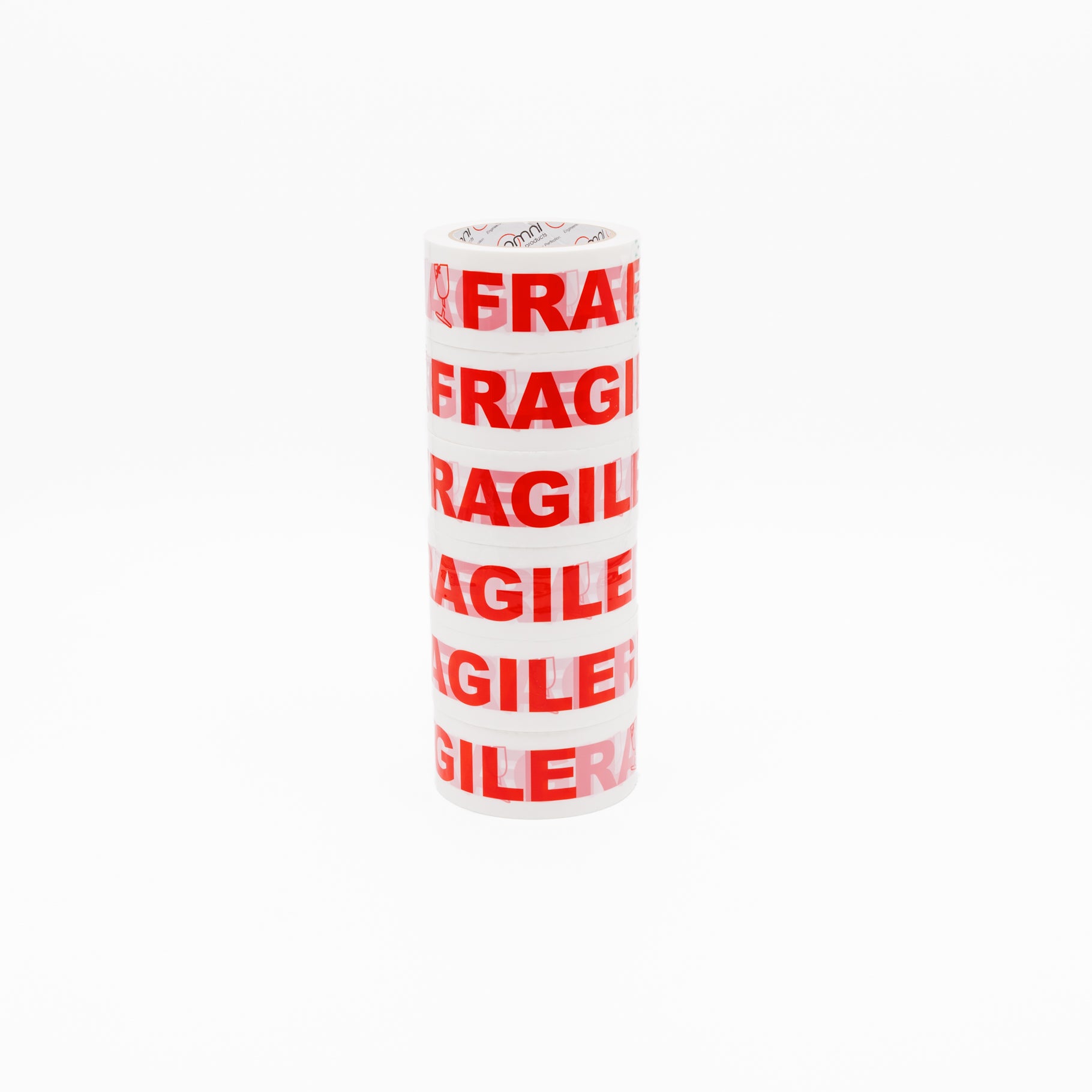 Fragile Tape Omni PP 48mm x 66m Red/White - Omni Packaging 