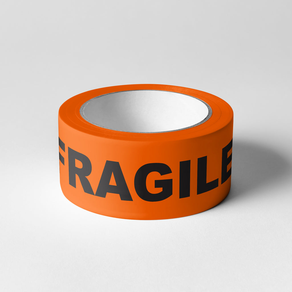 Fragile Tape Omni PP 48mm x 66m Orange/Black - Omni Packaging 