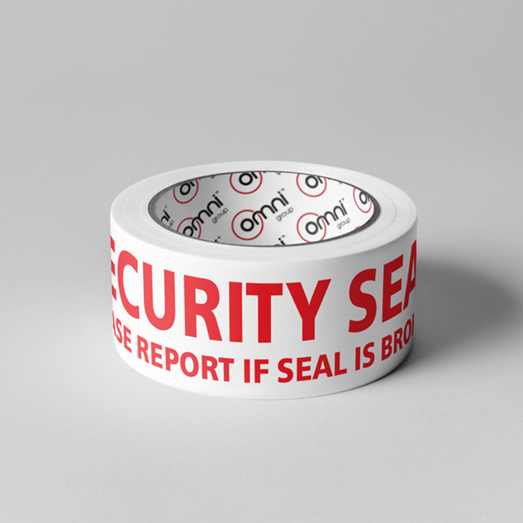 Security Seal Tape Omni PP 48mm x 66m Red/White - Omni Packaging 