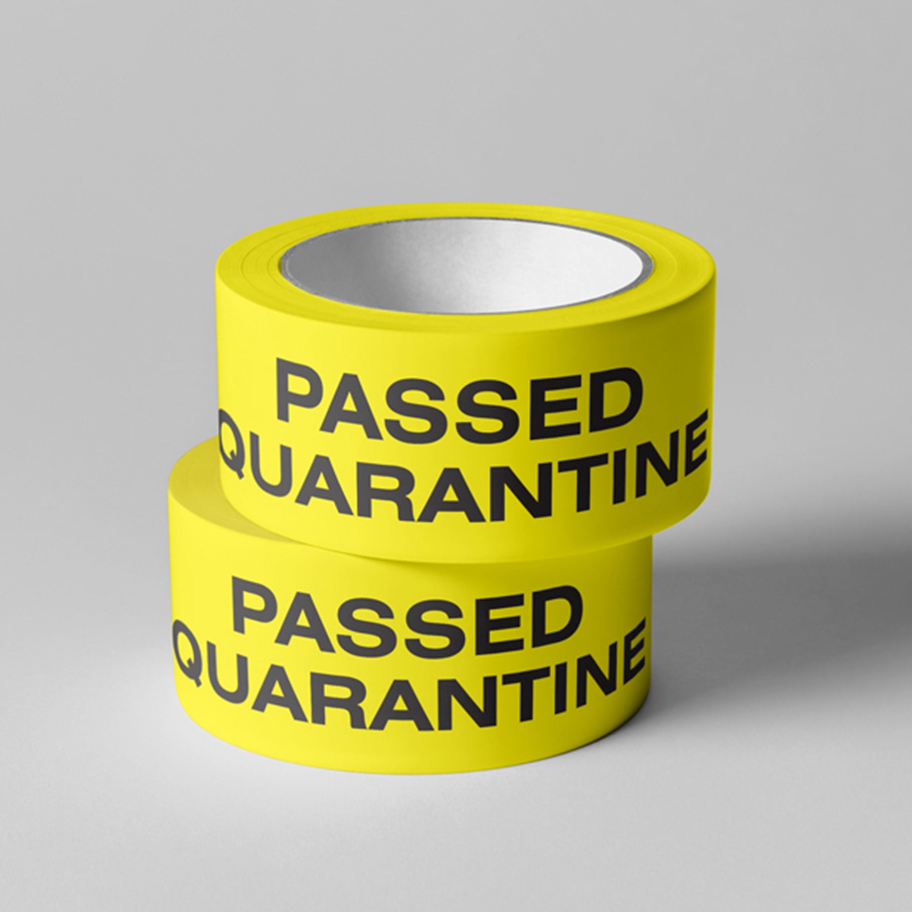 PASSED QUARANTINE Tape PVC 48mm x 66m Black on Yellow - Omni Packaging 