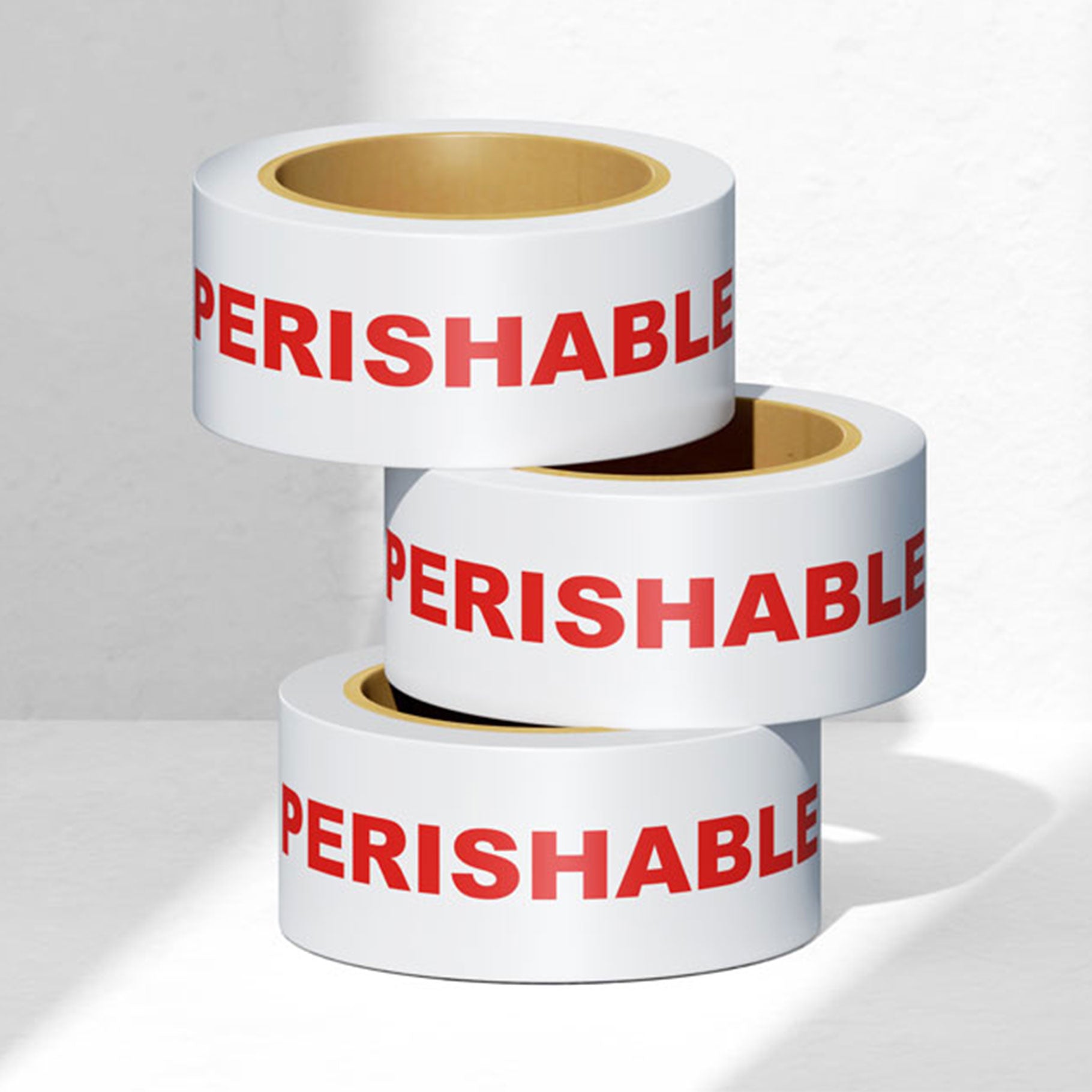 PERISHABLE Tape PP 48mm x 66m Red on White - Omni Packaging 