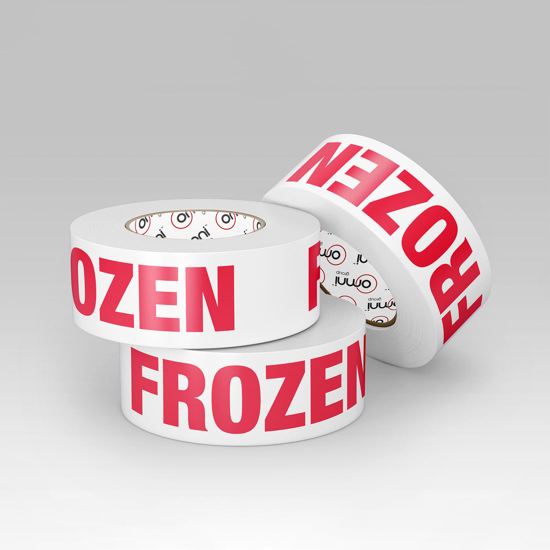FROZEN Tape PVC 48mm x 100m Red on White - Omni Packaging 