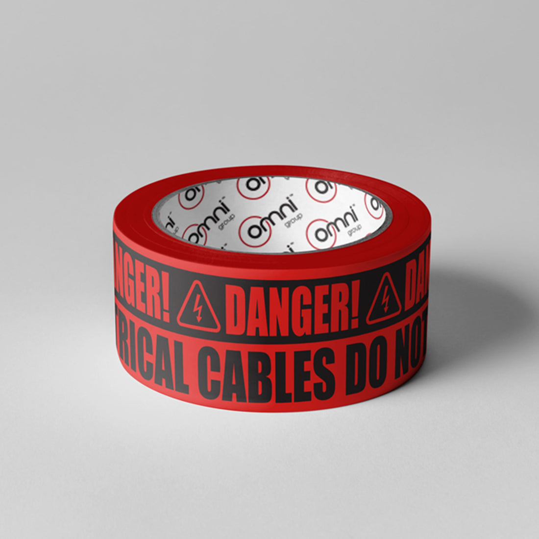ELECTRICAL CABLES DO NOT CUT Tape PVC 48mm x 100m Black on Red - Omni Packaging 