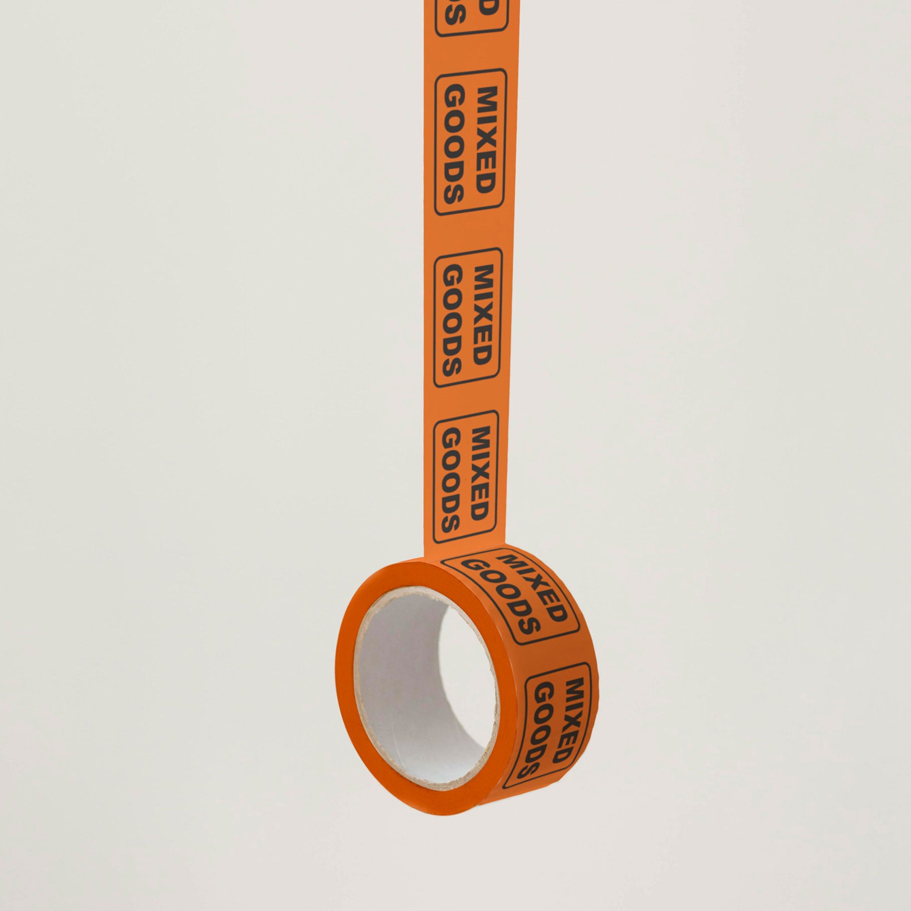 MIXED GOODS Tape PVC 48mm x 66m Black on Orange - Omni Packaging 