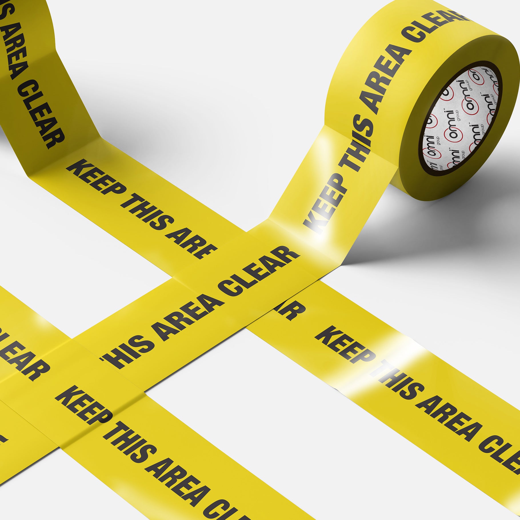 Printed Tape (KEEP THIS AREA CLEAR) PVC 48mm x 100m Black on Yellow - Omni Packaging 