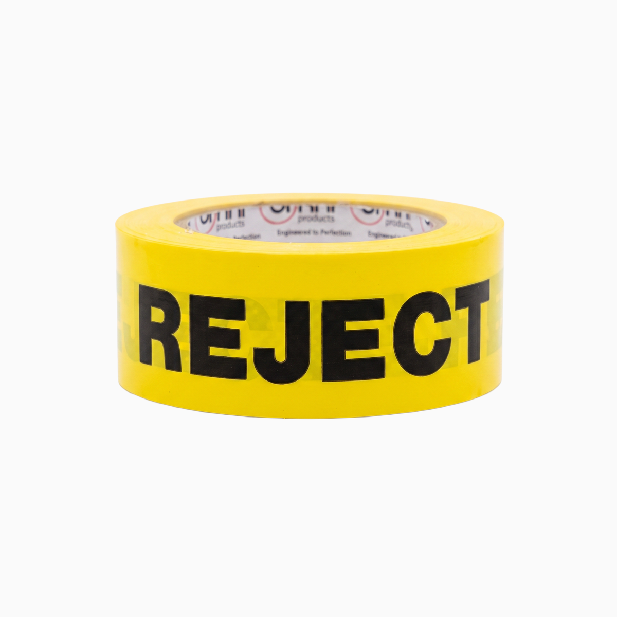 Printed Tape (REJECT) PVC 48mm x 100m Black on Yellow - Omni Packaging 