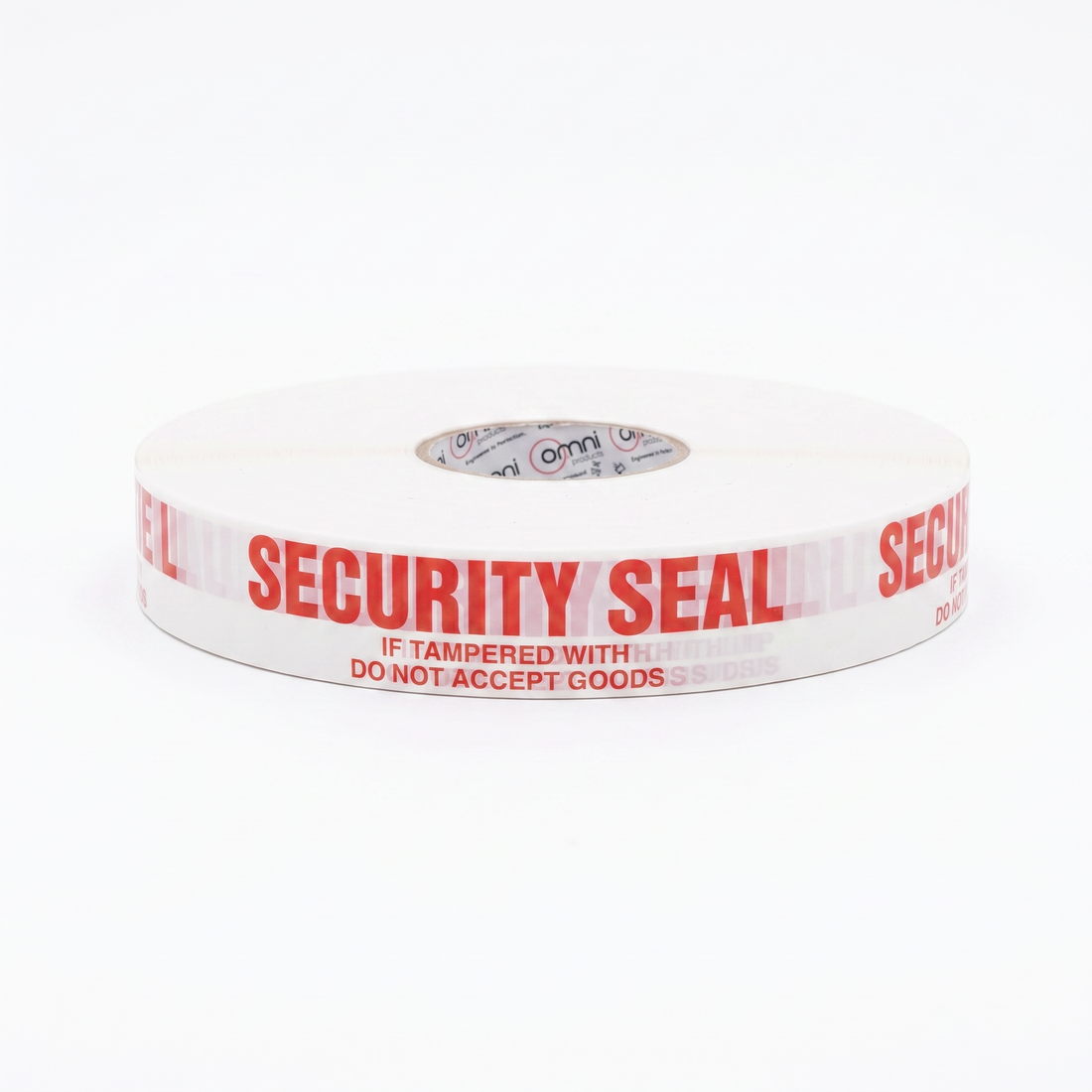 Omni SECURITY SEAL Kerry Printed Heavy Duty Hybrid Machine Tape Red on White 48mm x 990m