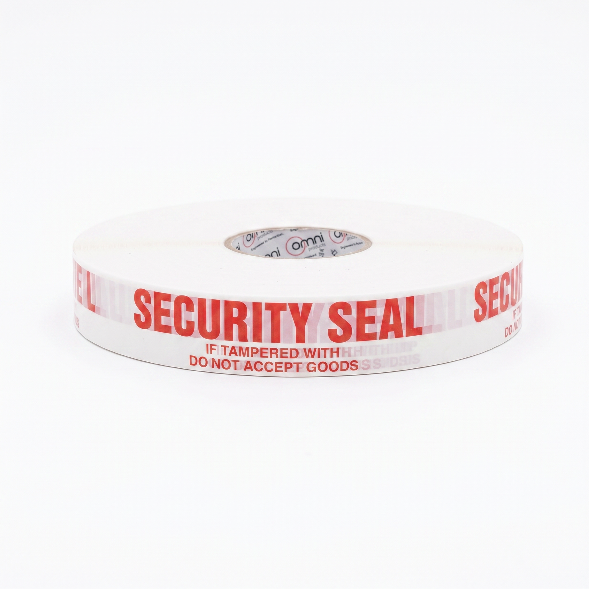 Omni SECURITY SEAL Kerry Printed Heavy Duty Hybrid Machine Tape Red on White 48mm x 990m