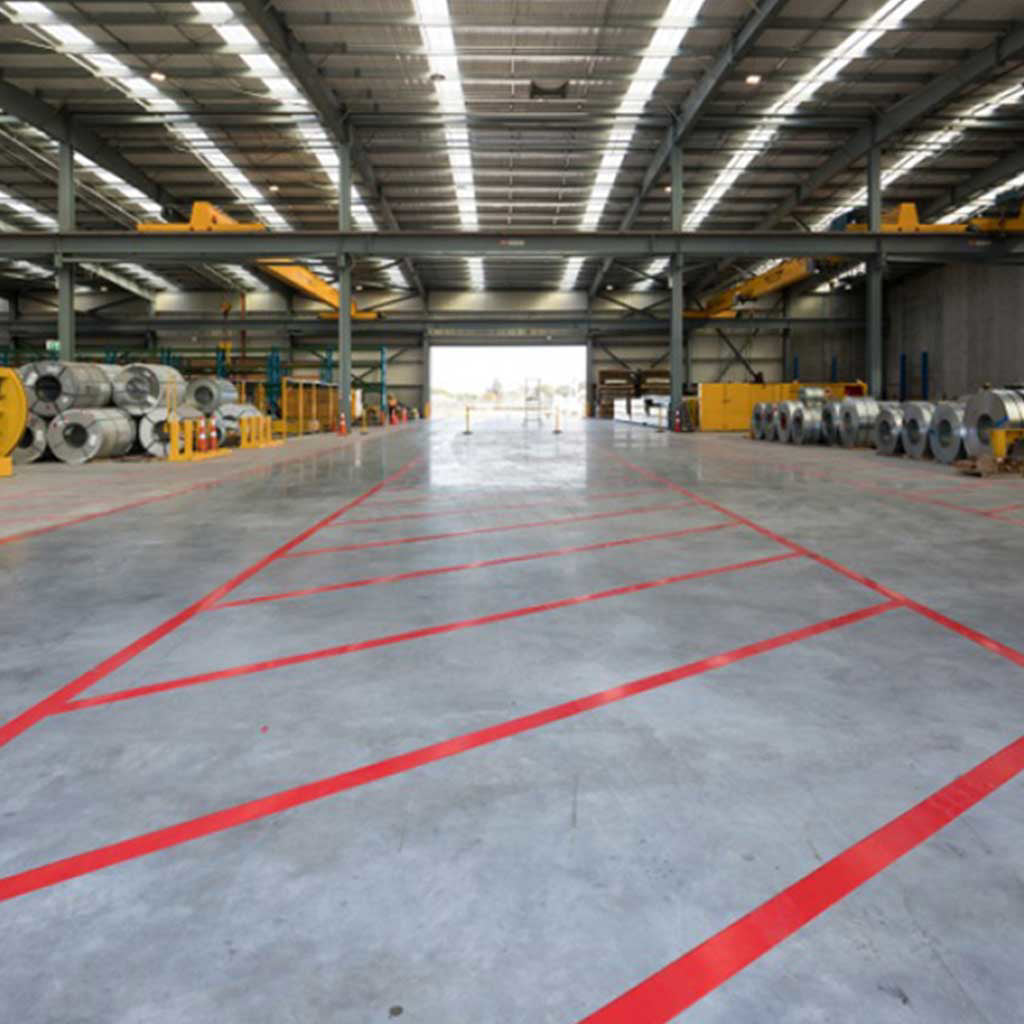 Red Line Marking Floor Tape Heavy Duty PVC 72mm x 33m - Omni Packaging 