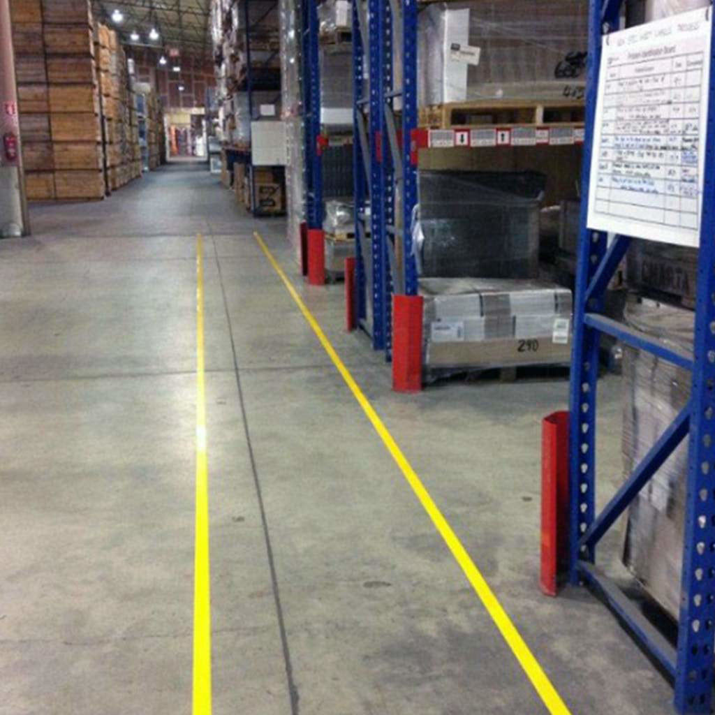 Yellow Line Marking Floor Tape Heavy Duty PVC 72mm x 33m - Omni Packaging 