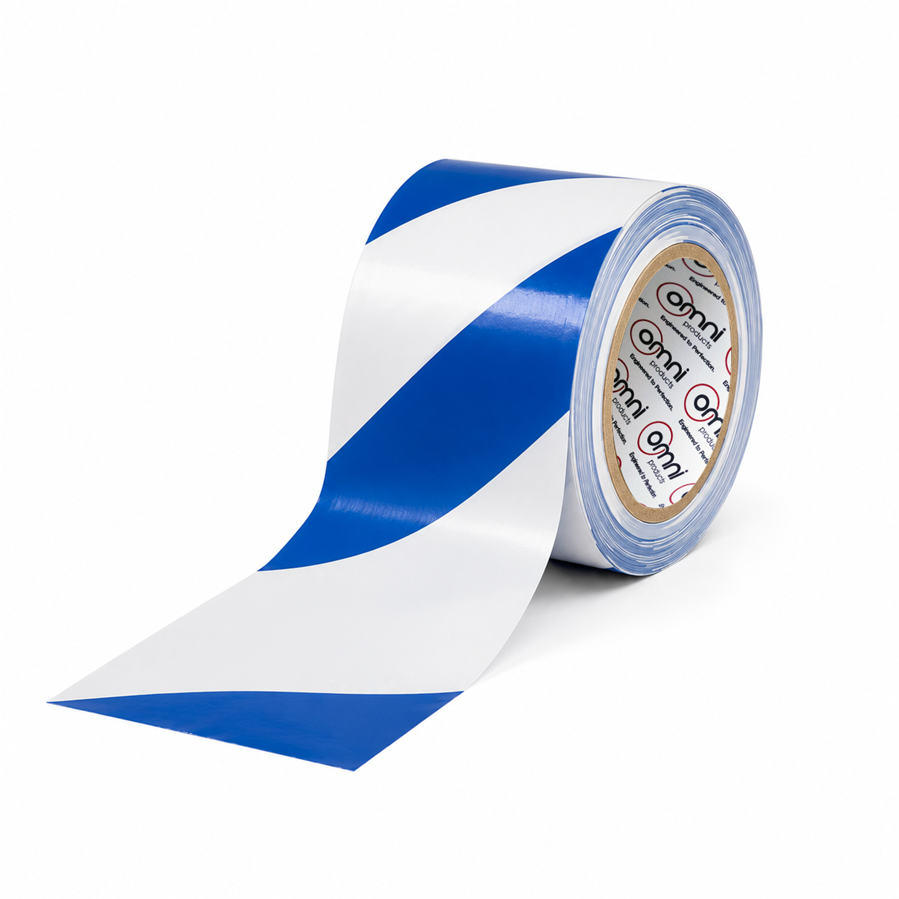 Barrier Tape Omni 75mm x 100m Blue/White - Omni Packaging 