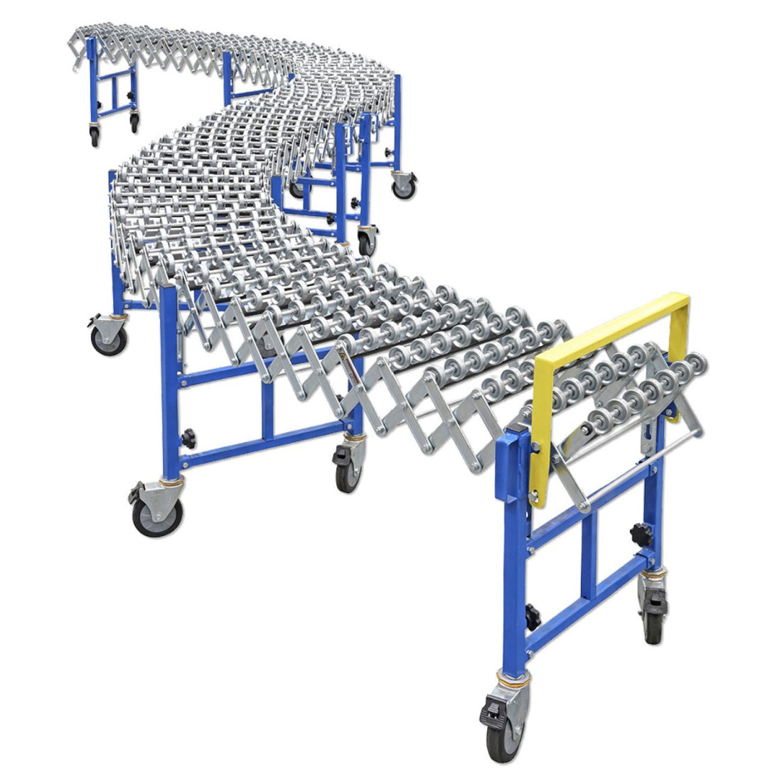 Expandable Skate Wheel Conveyor 460mm W x 1.2-4.8m L - Omni Packaging 