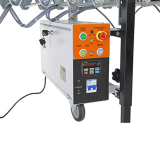 Powered Expandable Steel Roller Conveyor 610mm W x 1.5-4.0m L - Omni Packaging 