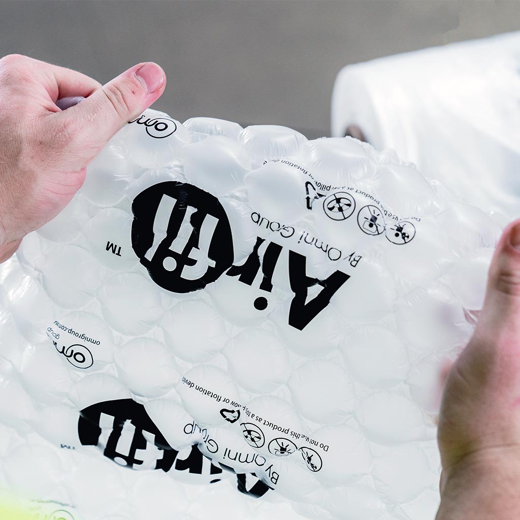 Inflatable Bubble Wrap HDPE 400mm x 450m Roll Perf. 330mm - AirFil Hybrid - Omni Packaging 