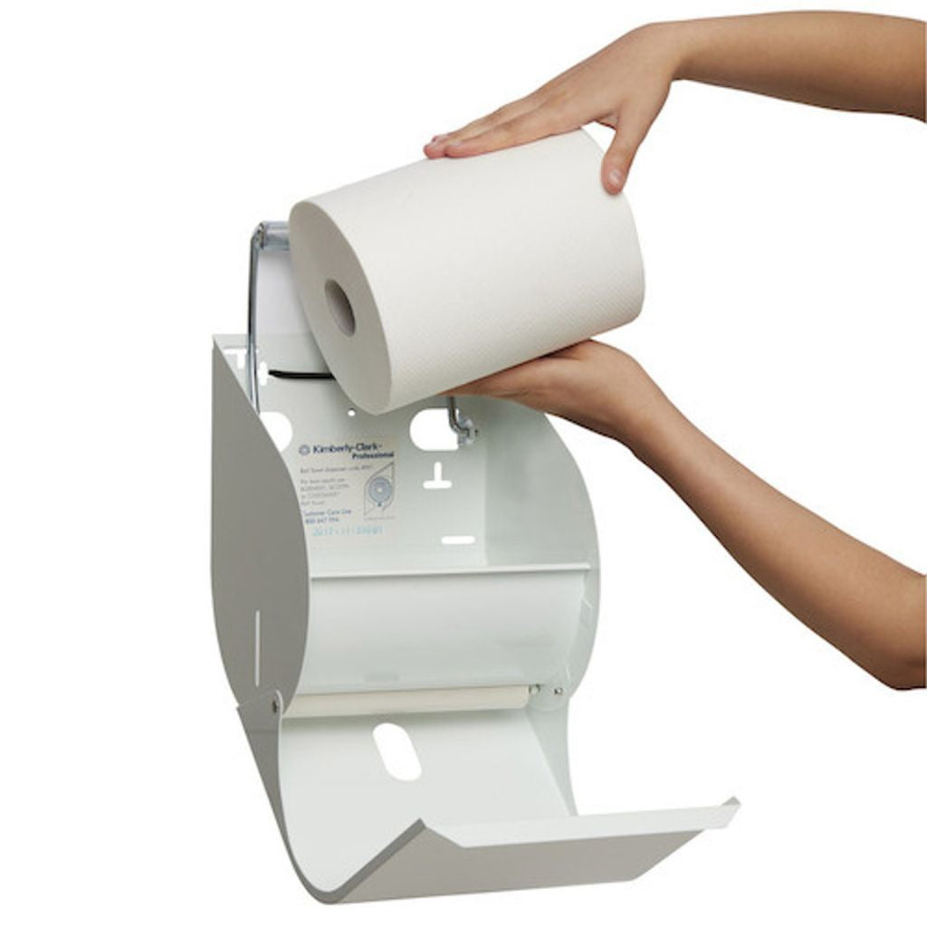 Hand Towel Dispenser White for 19cm Roll - Omni Packaging 