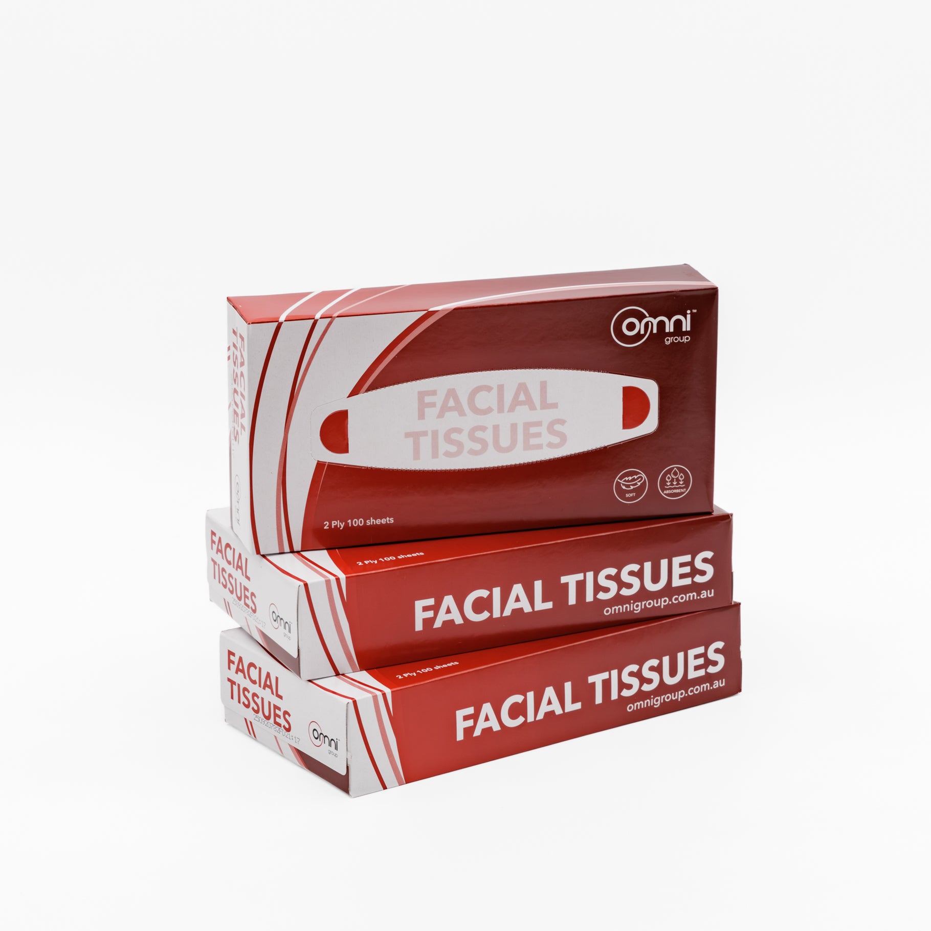 Facial Tissues 2 Ply 100 sheets 48 packs/ctn - Omni Packaging 