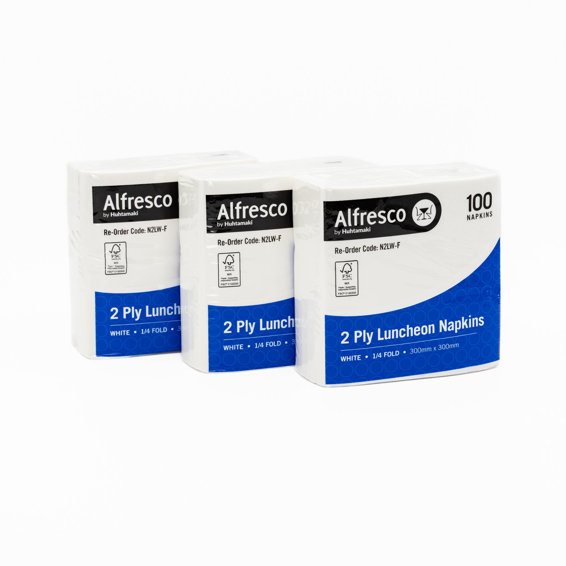 Paper Napkin Serviette 2 Ply White 300mm x 300mm 100 Per Pack - Omni Packaging 