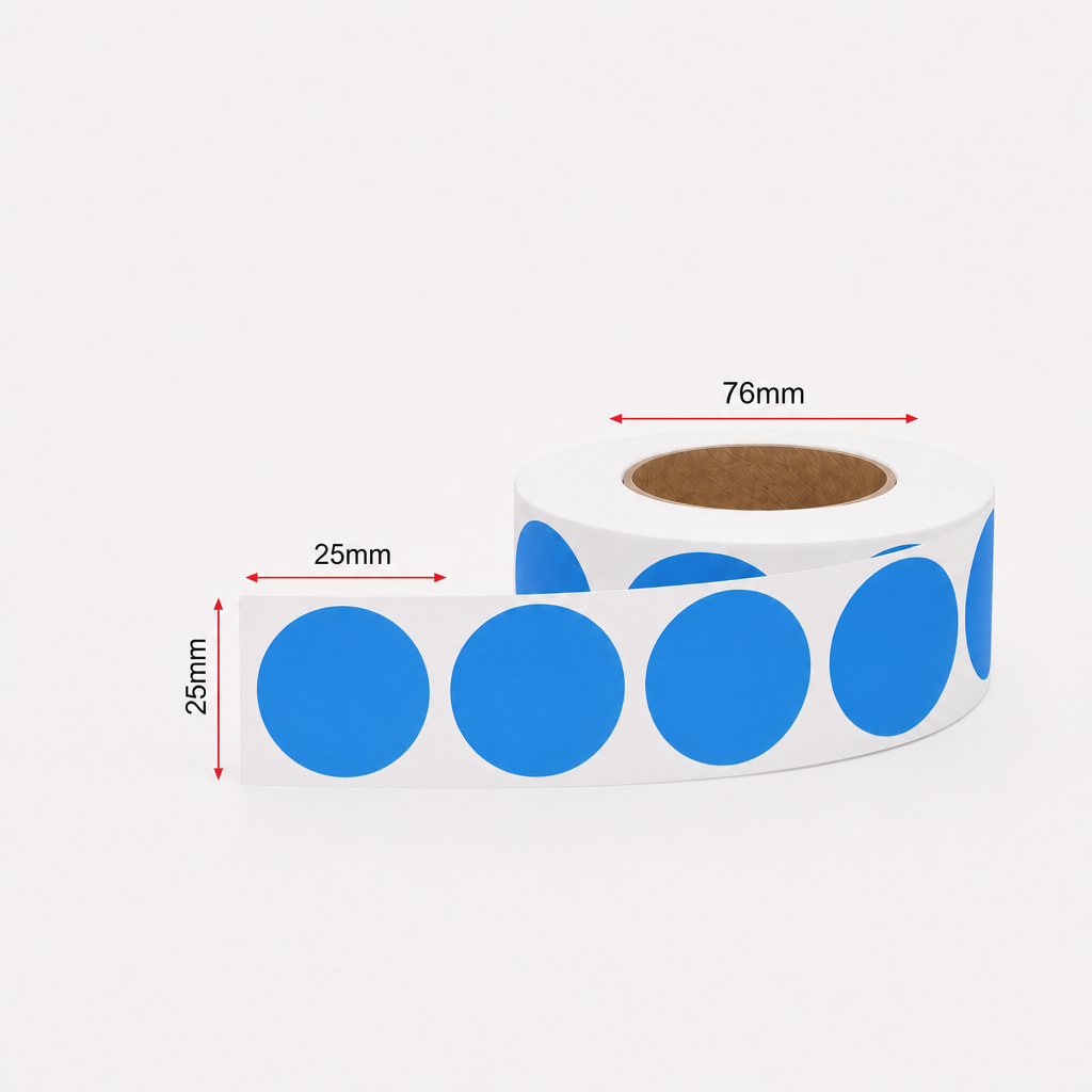 Stock Label Dots Blue 25mm 500 labels/roll