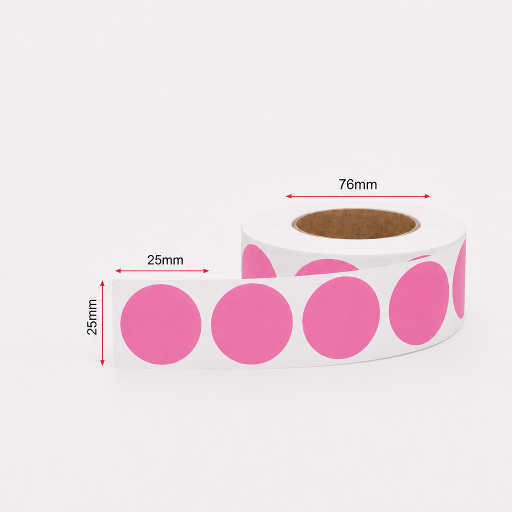 Stock Label Dots Pink 25mm 500 labels/roll