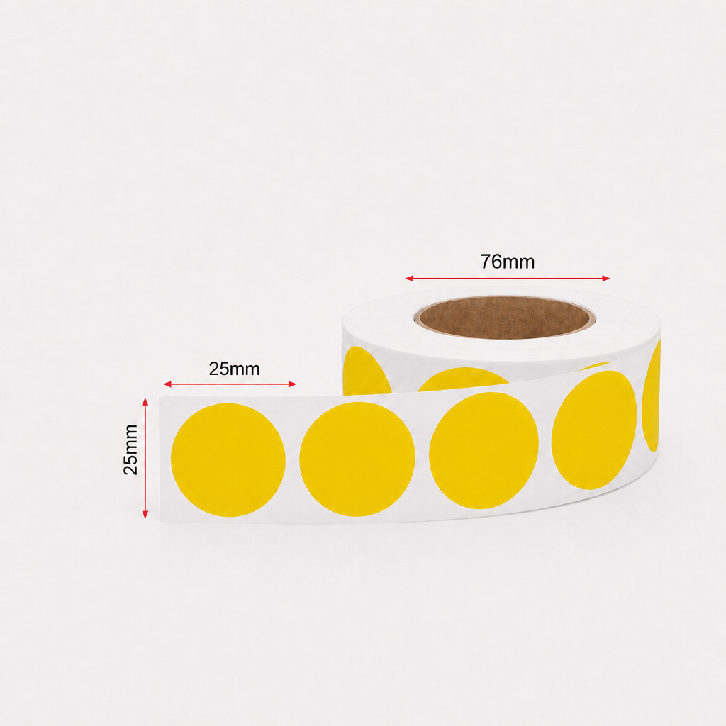 Stock Label Dots Yellow 25mm 500 labels/roll