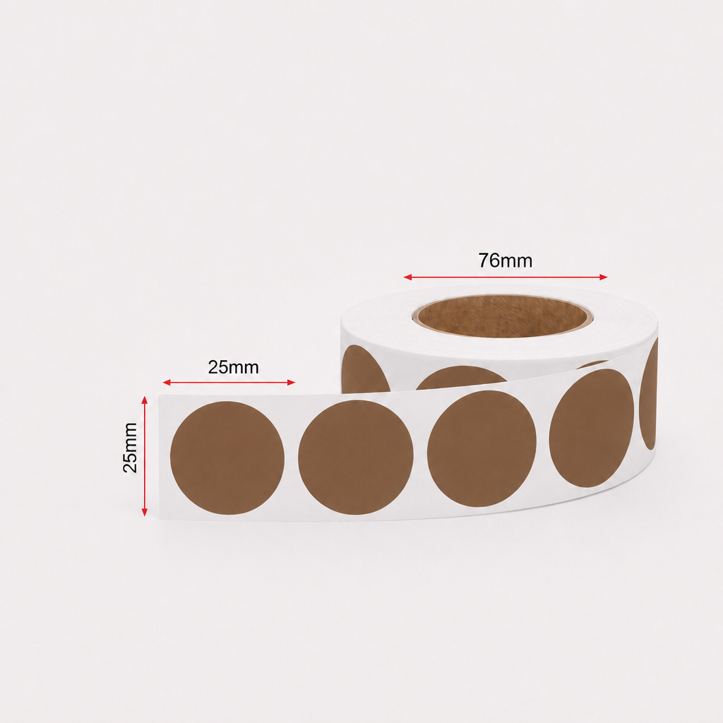 Stock Label Dots Brown 25mm 500 labels/roll