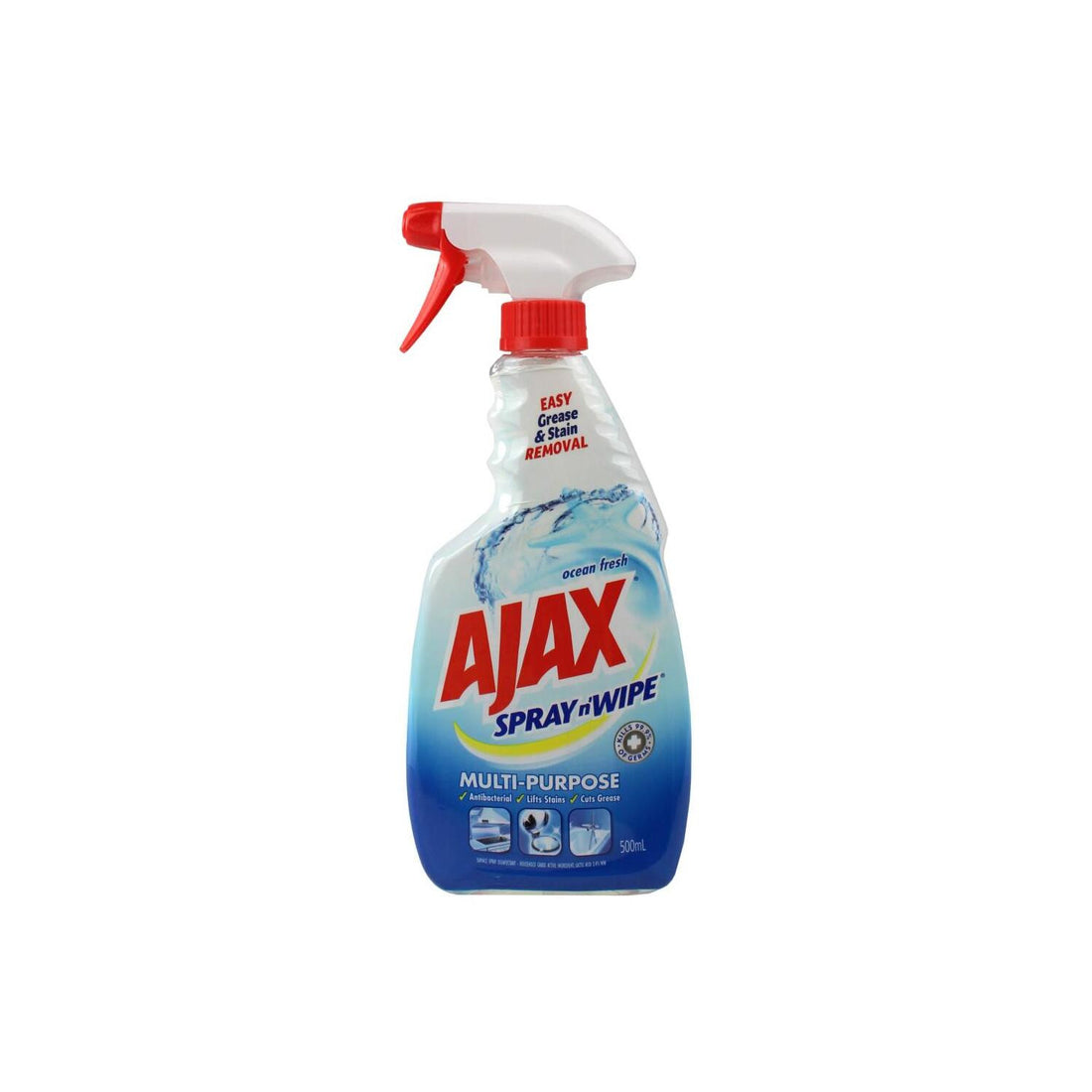 Ajax Spray N Wipe Ocean Fresh Antibacterial Trigger 500ml - Omni Packaging 