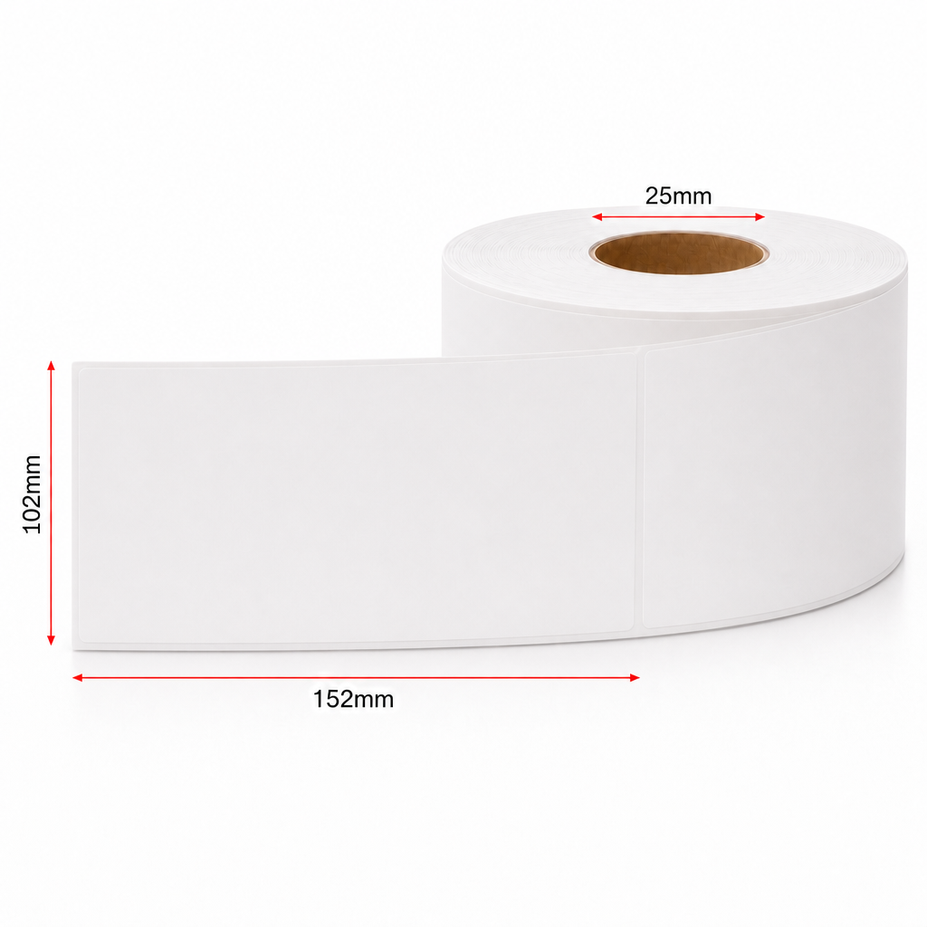 Thermal Direct Label Paper White Removable 102mm x 152mm Perf. 500/roll 25mm core - Omni Packaging 