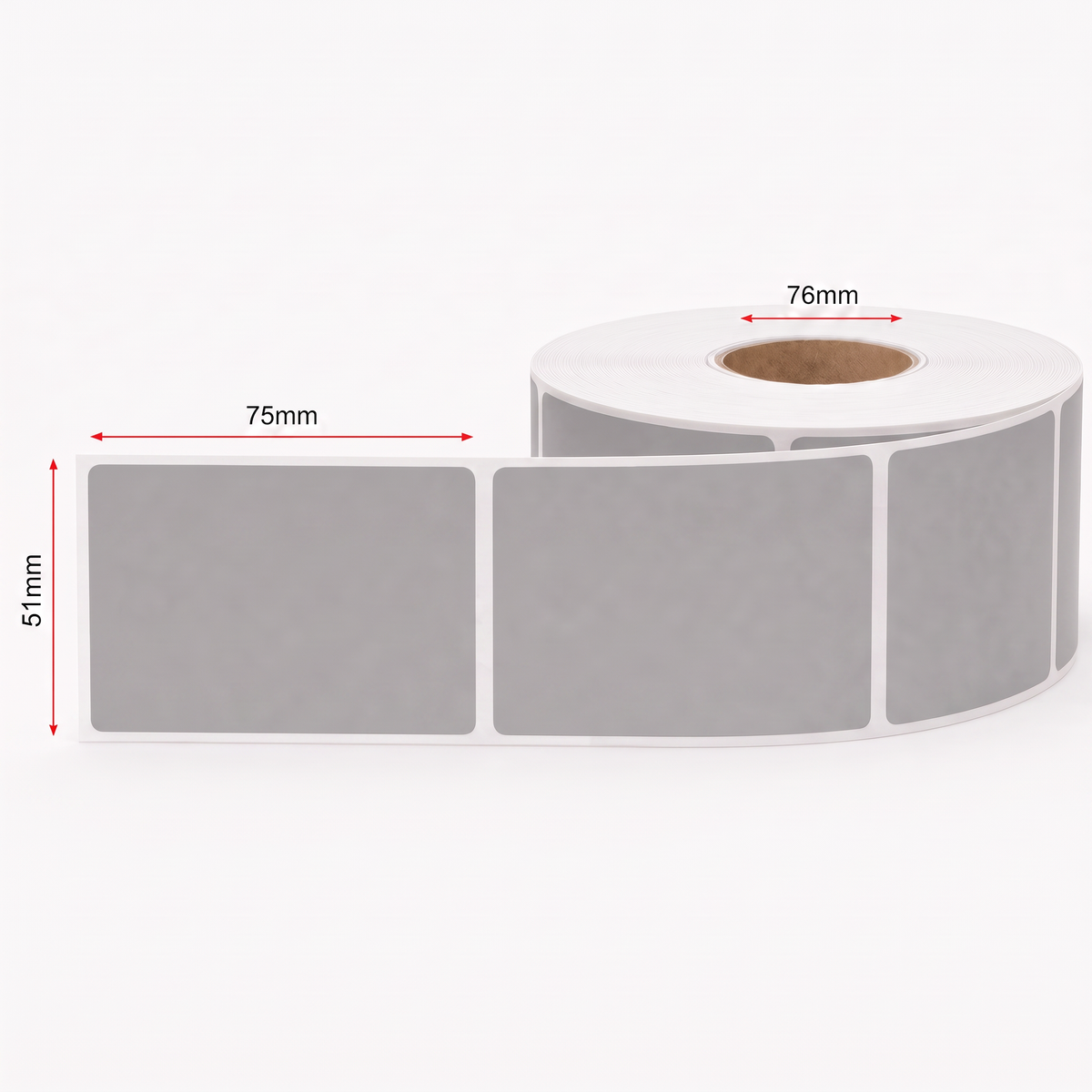 Thermal Direct Label Paper Grey Permanent 51mm x 75mm Perf. 1750/roll 76mm core - Omni Packaging 