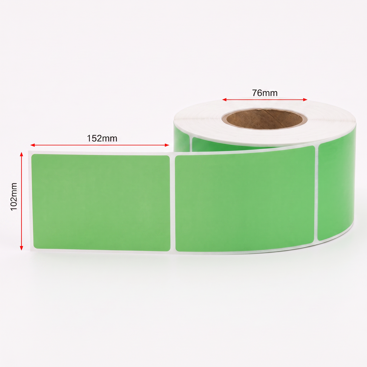 Thermal Direct Label Paper Green Permanent 102mm x 152mm Perf. 1000/roll 76mm core - Omni Packaging 