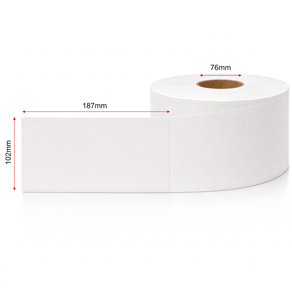 Thermal Direct Label Paper White Permanent 102mm x 187mm Non Perf. 2500/roll 76mm core - Omni Packaging 