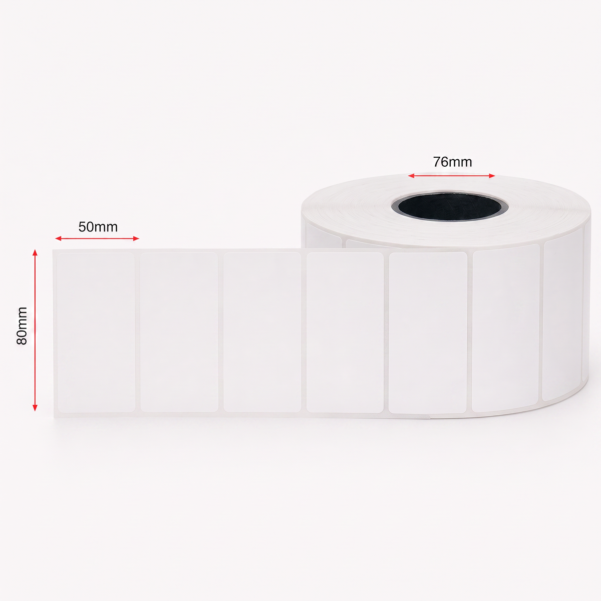 Thermal Transfer Labels White 80mm x 50mm 76mm Perf 3000/roll - Omni Packaging 