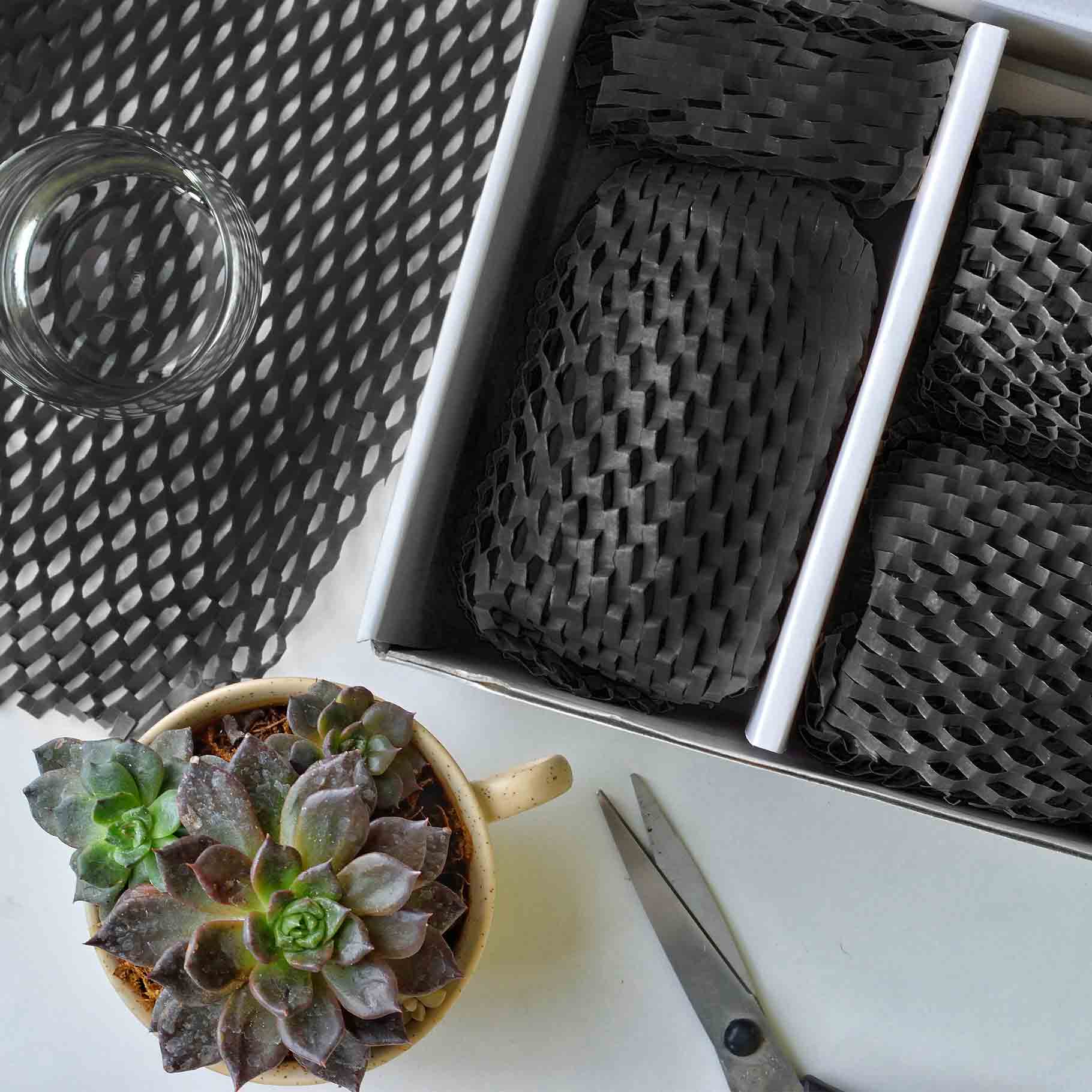 Black Honeycomb Wrapping Paper 500mm x 250m (420m expanded) x 80gsm - Omni Packaging 