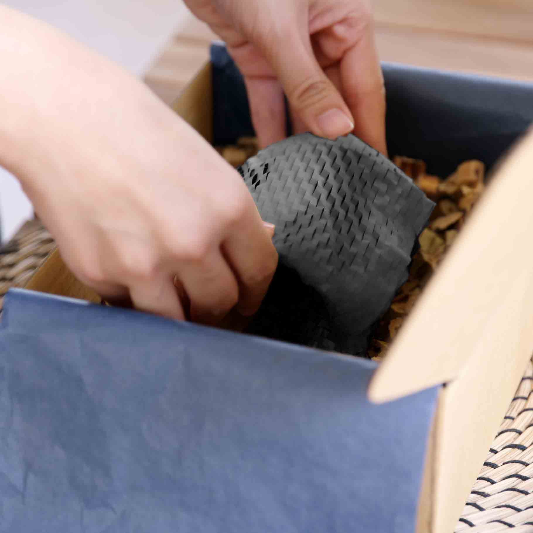 Black Honeycomb Wrapping Paper 500mm x 250m (420m expanded) x 80gsm - Omni Packaging 
