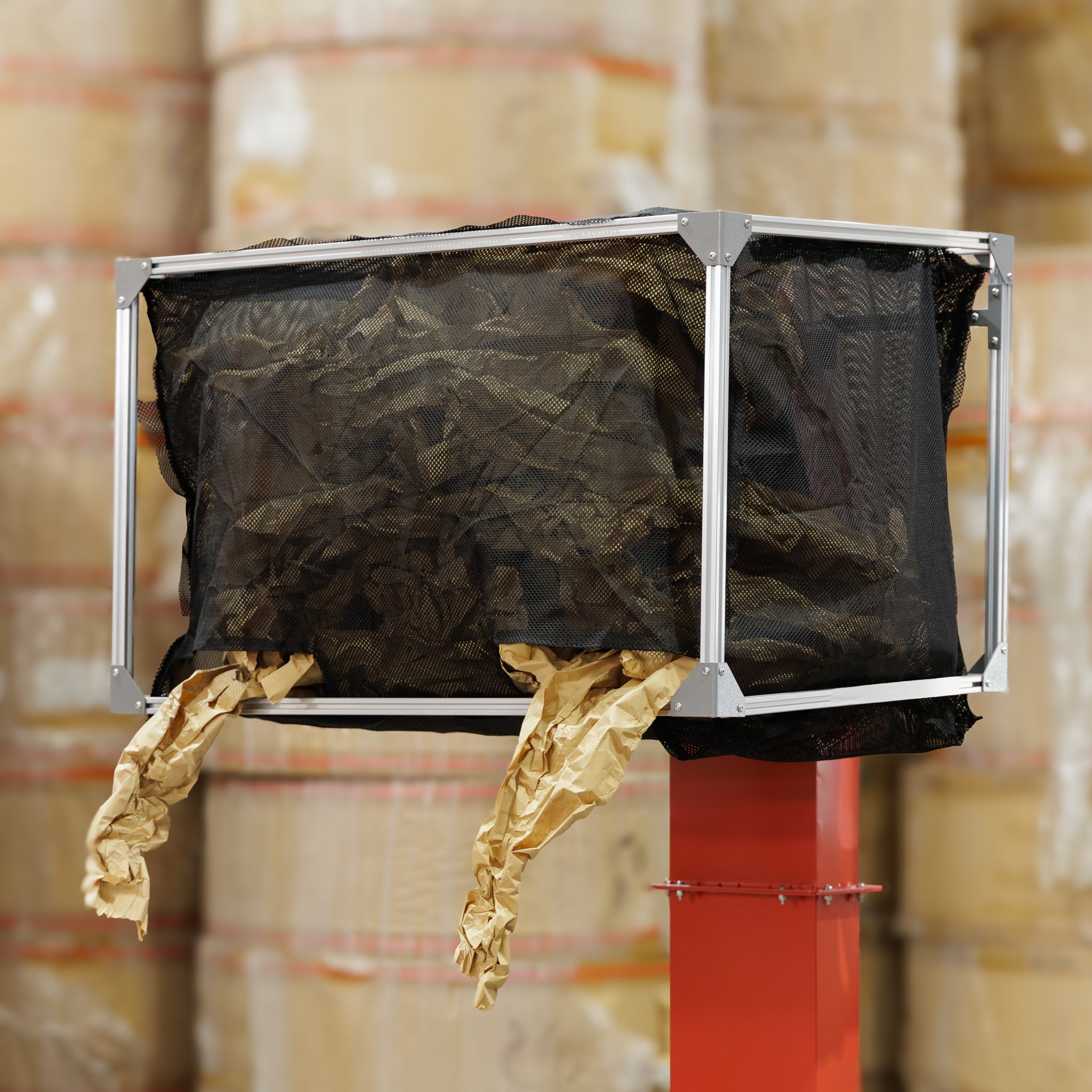 Omni PaperFil Paper Pad Cushion Machine - With hopper and Overhead Delivery - Omni Packaging 