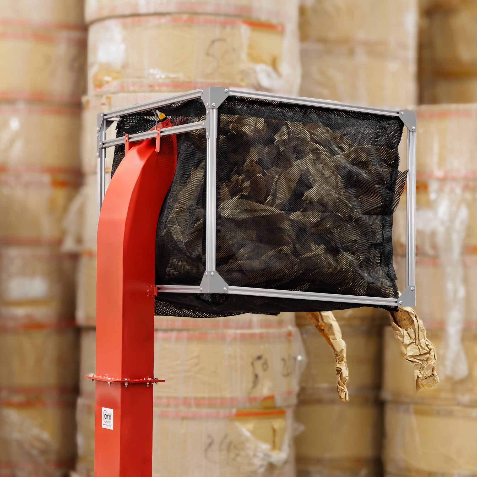 Omni PaperFil Paper Pad Cushion Machine - With hopper and Overhead Delivery - Omni Packaging 
