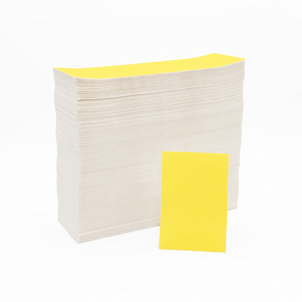 Fanfold Thermal Direct Label Paper Yellow Permanent 102mm x 152mm 4000/Ctn - Omni Packaging 